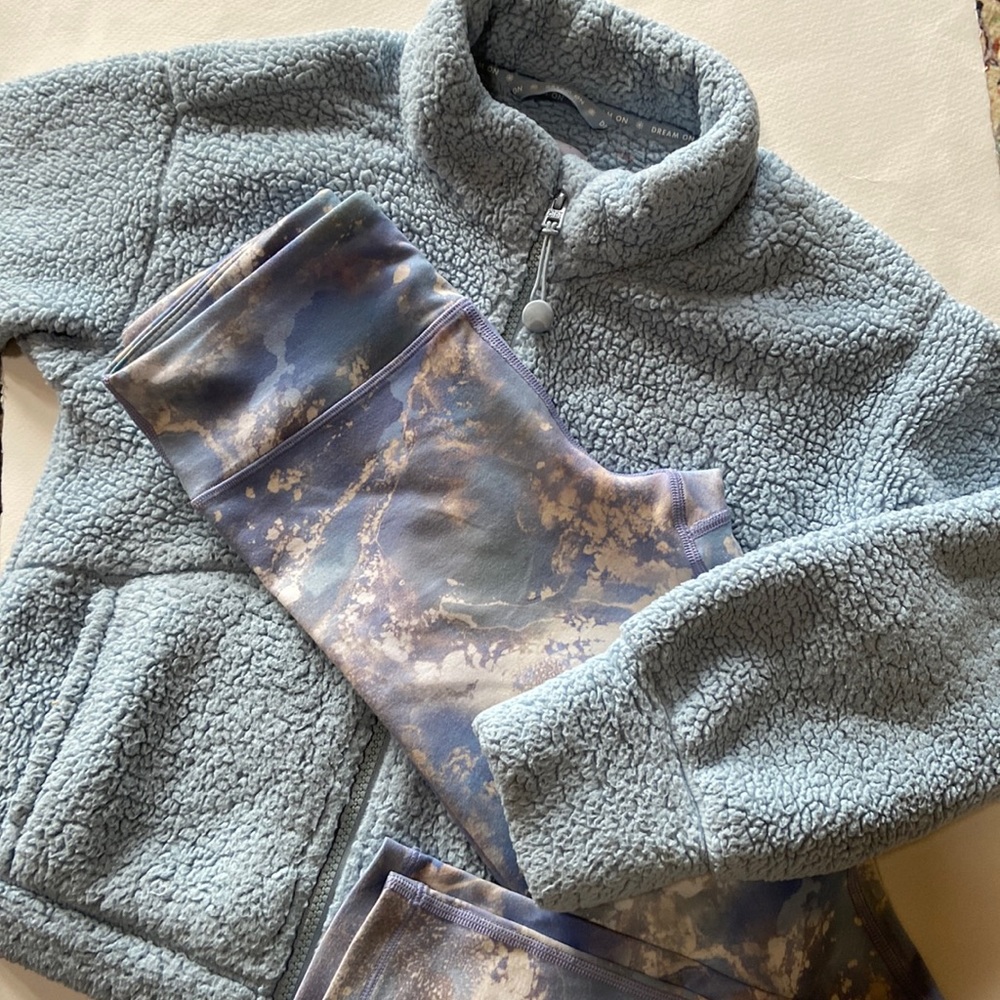 Athleta Girl 3 piece set - Blue jacket Sze L/12, hoodie Sze XL/14, leggings L/12